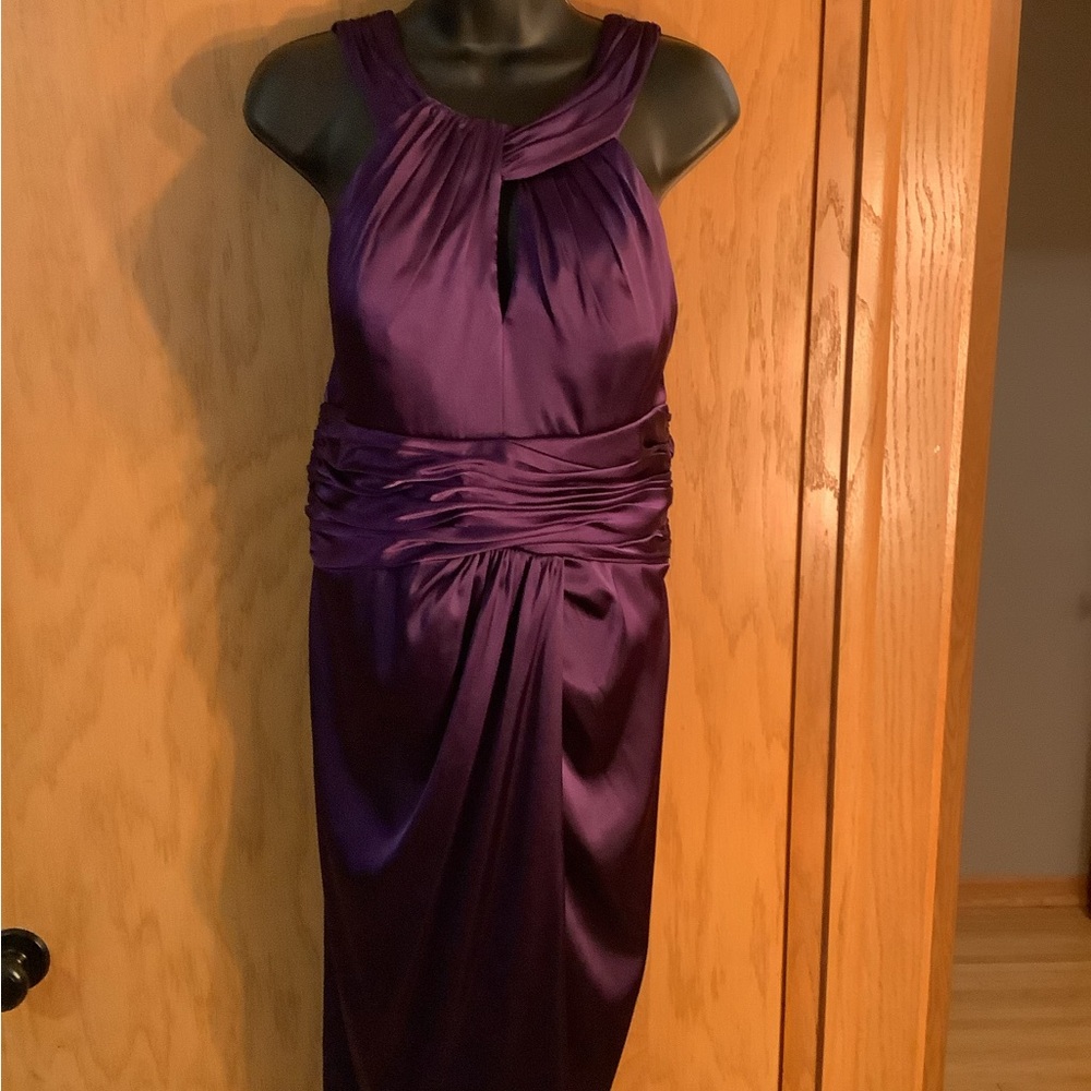 Adrianna Papell Deep Purple Gathered Dress